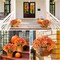 16 Bundles Artificial Fall Mums Flowers Outdoor – UV Resistant Faux Orange Autumn Flowers for Porch, Patio, Garden, Yard, Thanksgiving, Halloween & Farmhouse Home Decor